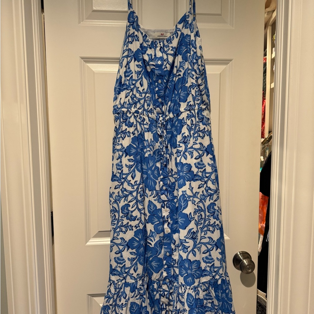 Blue and White Floral Maxi Dress